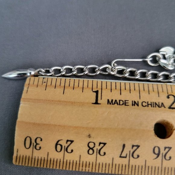 Coro Silver Tone Necklace Abstract Design Hook Close Vintage Signed 16 in - Picture 7 of 8